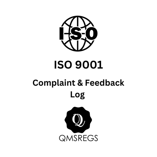 ISO 9001 complaint and feedback log