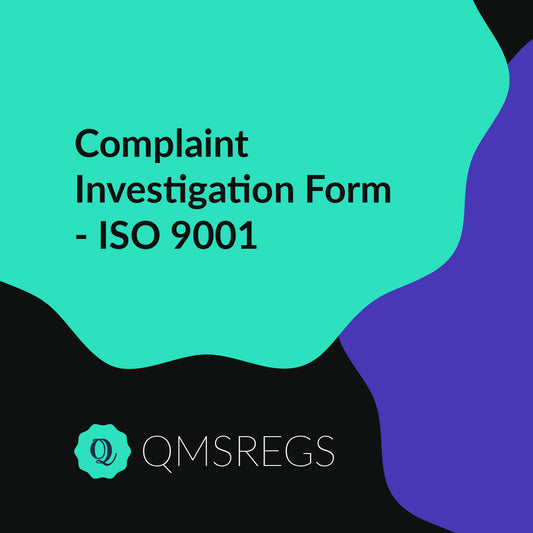 Complaint Investigation Form - ISO 9001