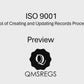 Preview of QMSREGs ISO 9001 compliant Control of Creating and Updating Records Procedure Template. 