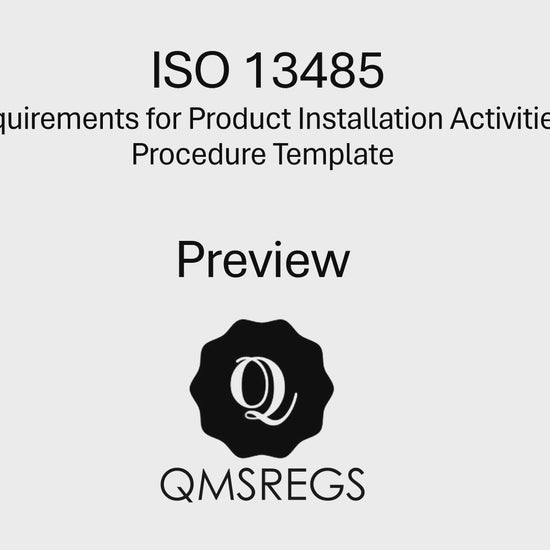 Preview of QMSREGS ISO 13485 compliant Requirements for Product Installation Activities Procedure template