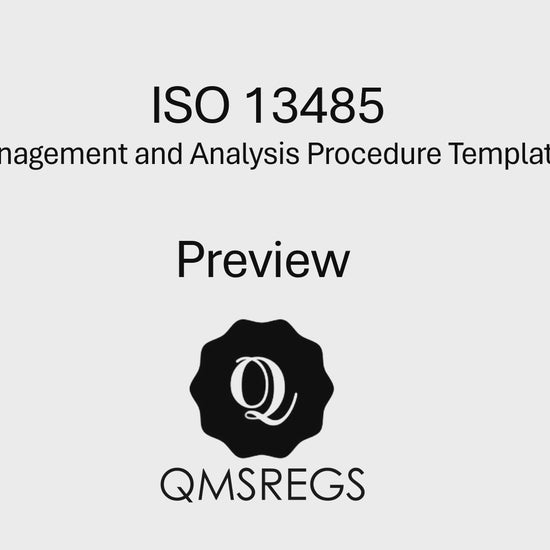 Preview of QMSREGS ISO 13485 compliant Measurement and Analysis Procedure Template