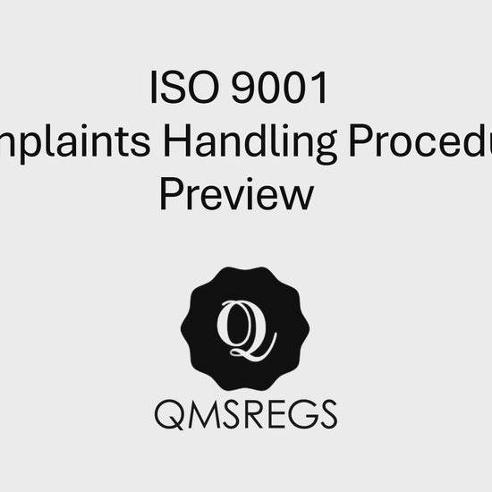 Preview of QMSREGS ISO 9001 Complaints Handling Procedure Template. 