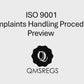 Preview of QMSREGS ISO 9001 Complaints Handling Procedure Template. 