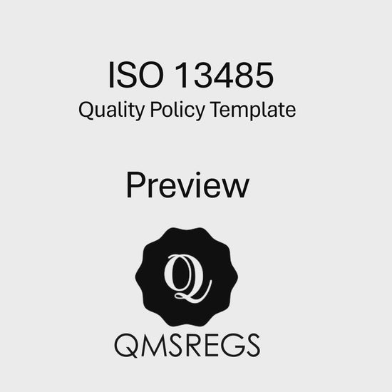 Preview of QMSREGS ISO 13485 compliant Quality Policy template