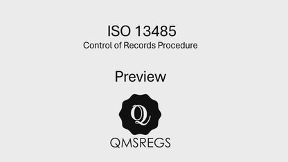 Preview of QMSREGs ISO 13485 compliant Control of Records Procedure Template